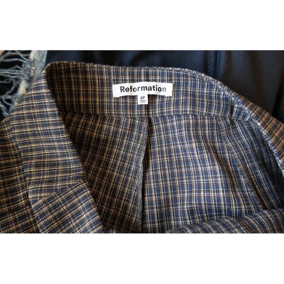 Reformation Franklin Ladies Brown Check Pants Size 6/P - Picture 5 of 9